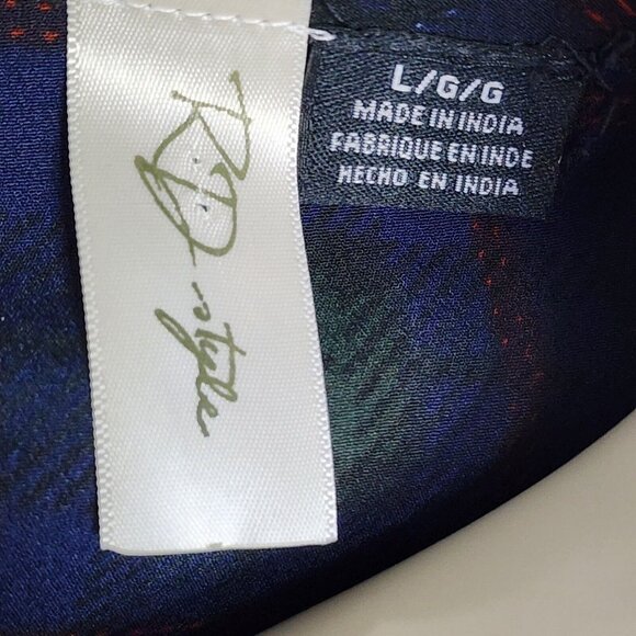 RD STYLE Blue Green Plaid Lace Detail Pullover Dress Womens SIze L Large - Picture 5 of 6